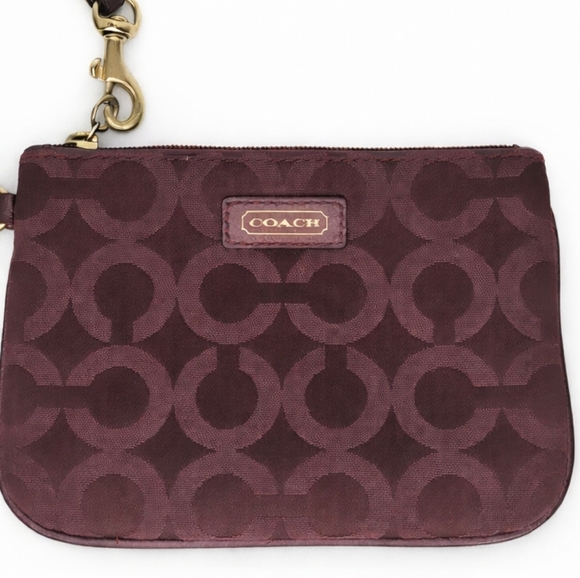 Coach Handbags - Coach wristlet, Coach signature wristlet,burgundy Coach wallet, plum Coach pouch